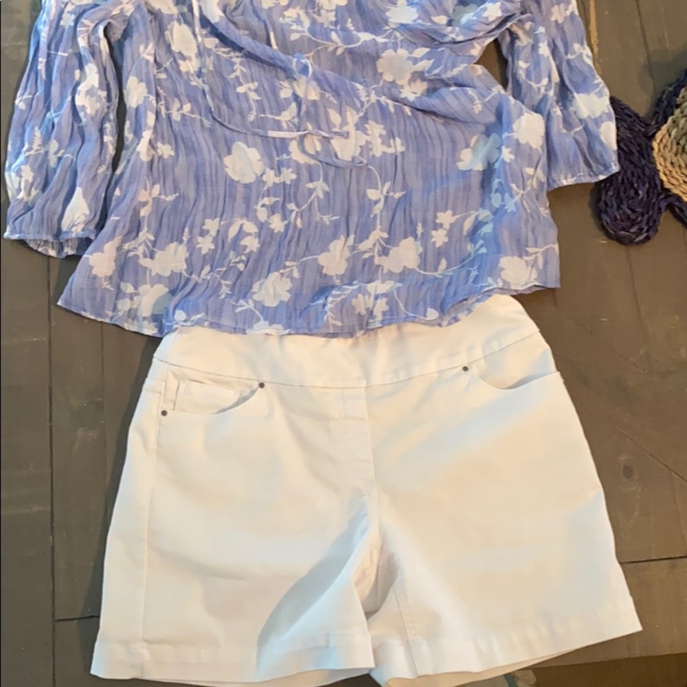 Cute blue and white shirt with shorts